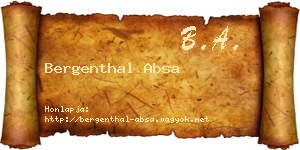 Bergenthal Absa névjegykártya